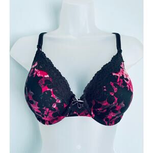 Maidenform Lined Bra Floral Pink Black 36C